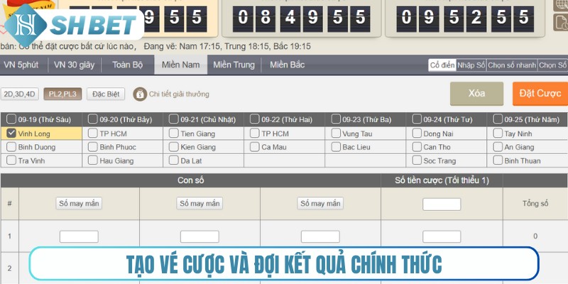 Tạo vé cược và đợi kết quả chính thức