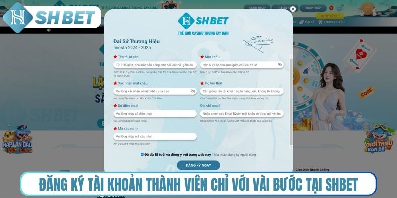 Đăng ký tài khoản thành viên chỉ với vài bước tại Shbet 