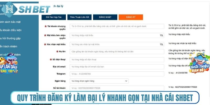 Quy trình đăng ký làm đại lý nhanh gọn tại nhà cái Shbet